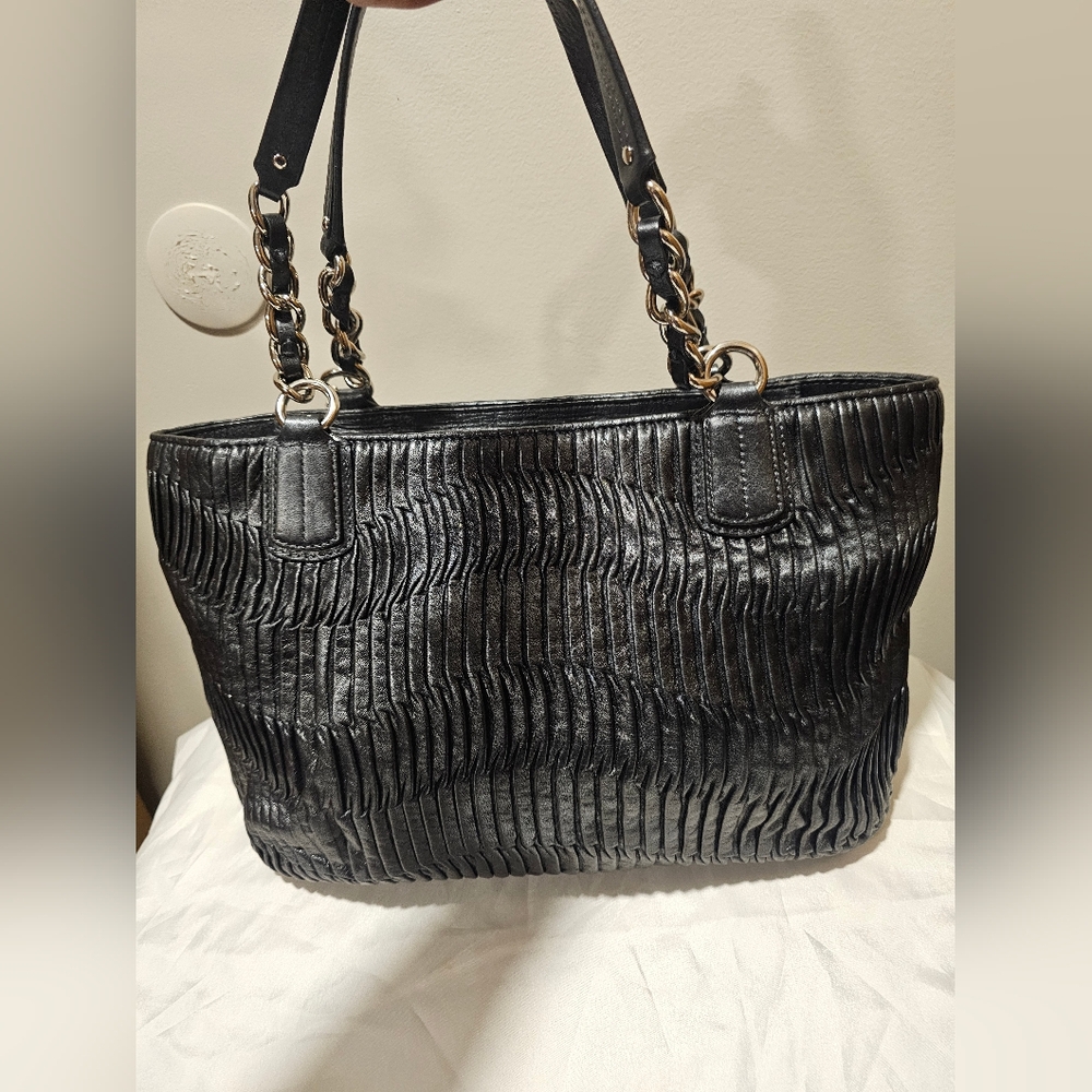 ⁵Coach madison midnight deep blue gathered leather lindsey satchel shoulder bag - Picture 9 of 9